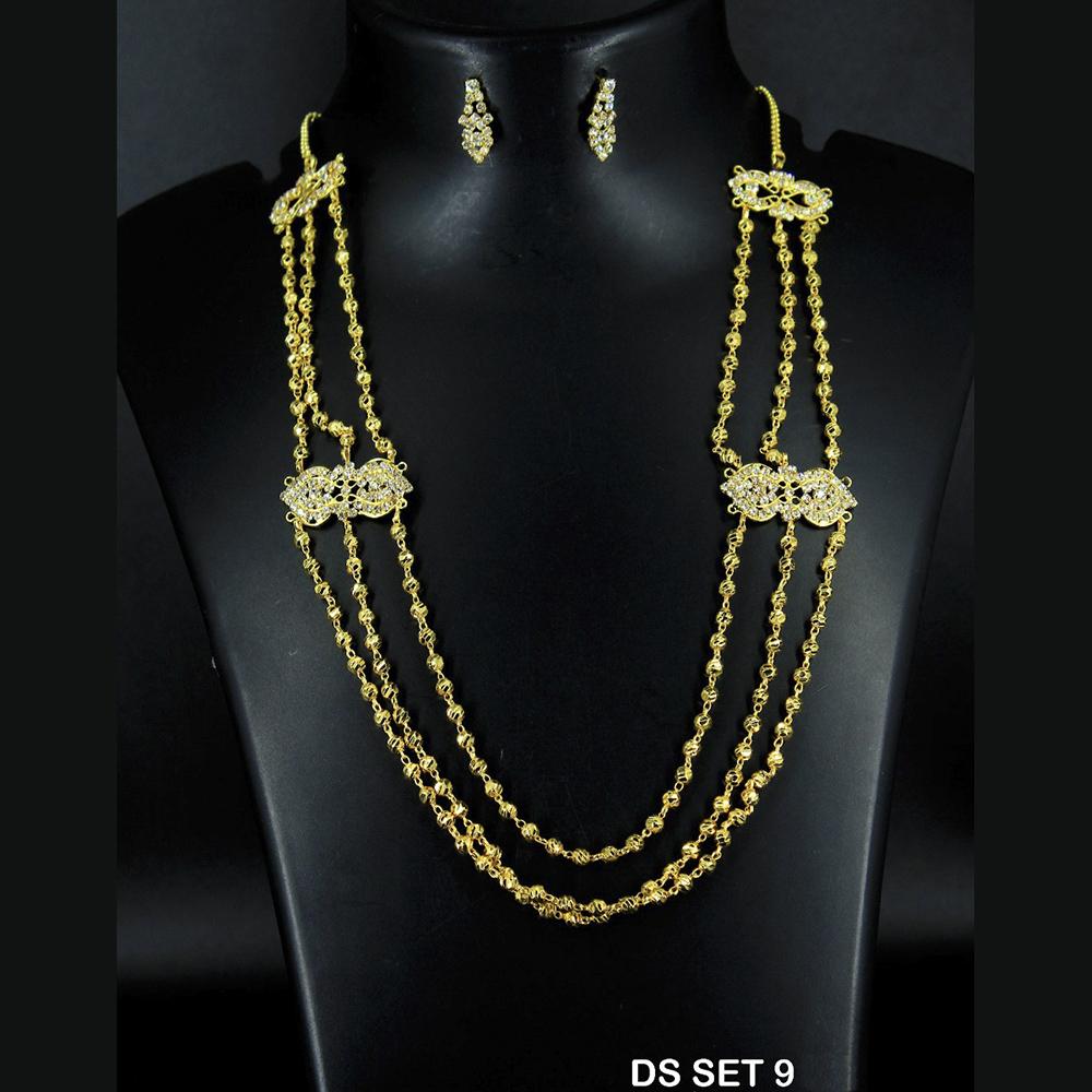 Mahavir Forming Look Gold Plated beautiful Multi Layer Necklace Set  - DS SET 9