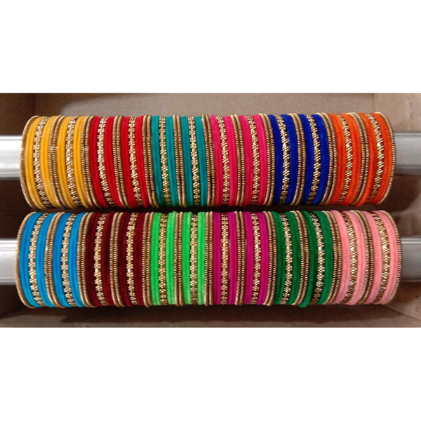 Shree Asha Bangles Pack Of 12 Multi Color Gold Plated Bangles Set