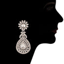 Etnico 18k Rhodium Plated Austrion Diamond Sparkling Dangle Earrings for Women (E2101ZW)