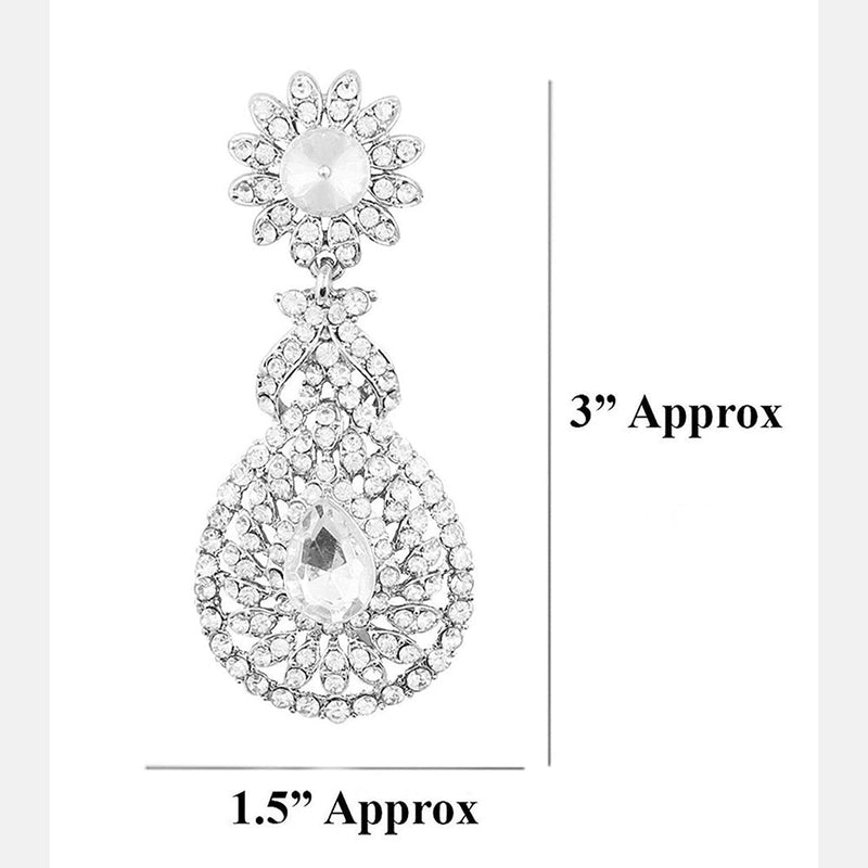 Etnico 18k Rhodium Plated Austrion Diamond Sparkling Dangle Earrings for Women (E2101ZW)