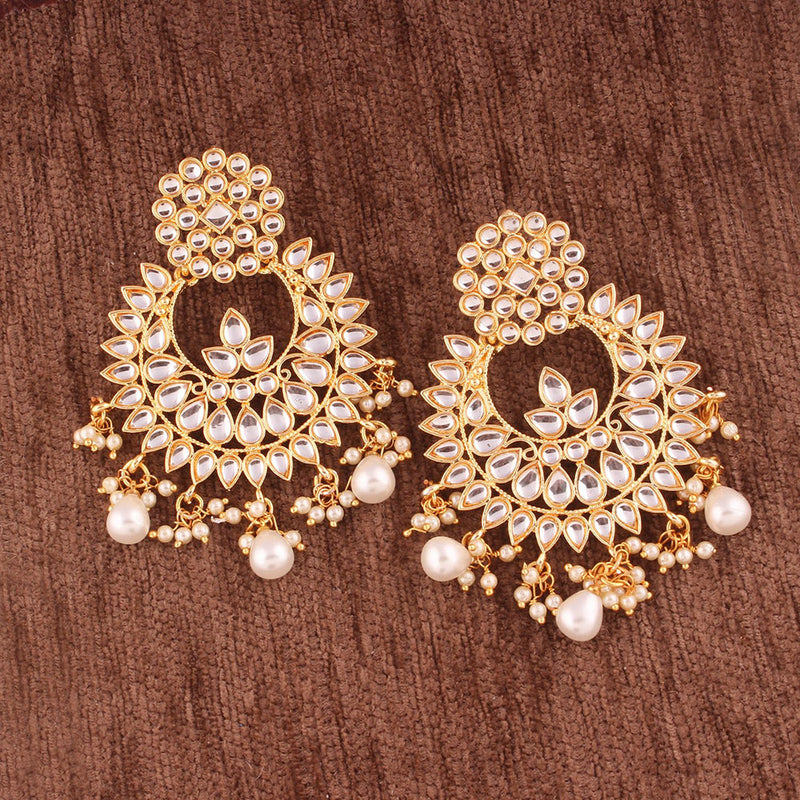 Etnico Traditional Gold Plated Chandbali Earrings Encased With Faux Kundans For Women/Girls (E2456W)