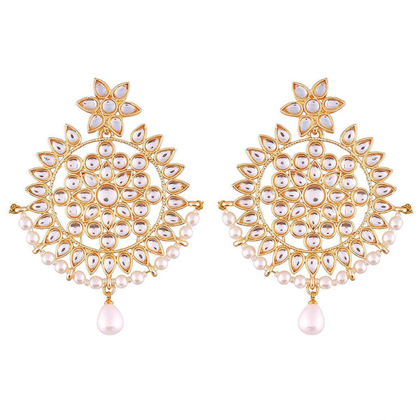 Etnico Traditional Gold Plated Chandbali Earrings Encased With Faux Kundans For Women/Girls (E2458LW)