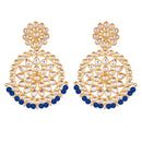 Etnico 18K Gold Plated Chandbali Earrings Glided With Kundans For Women/Girls (E2462Bl)