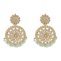 Etnico 18K Gold Plated Chandbali Earrings Glided With Kundans For Women/Girls (E2462Min)