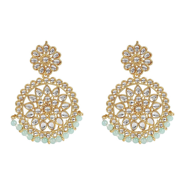 Etnico 18K Gold Plated Chandbali Earrings Glided With Kundans For Women/Girls (E2462Min)