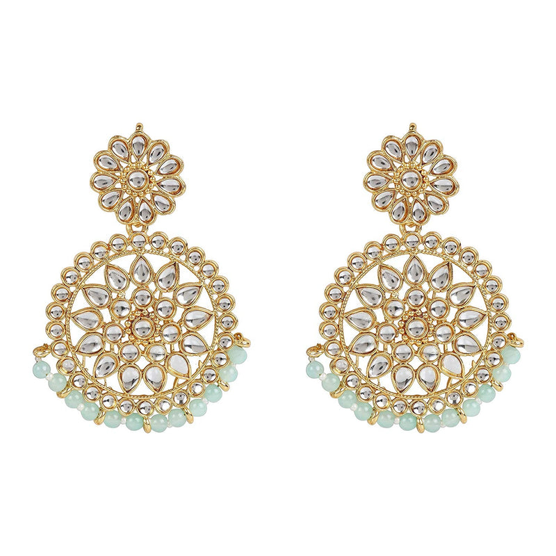 Etnico 18K Gold Plated Chandbali Earrings Glided With Kundans For Women/Girls (E2462Min)