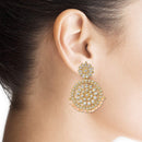 Etnico 18K Gold Plated Chandbali Earrings Glided With Kundans For Women/Girls (E2462Pe)