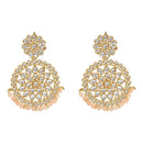 Etnico 18K Gold Plated Chandbali Earrings Glided With Kundans For Women/Girls (E2462Pe)