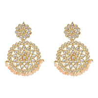 Etnico 18K Gold Plated Chandbali Earrings Glided With Kundans For Women/Girls (E2462Pe)