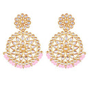 Etnico 18K Gold Plated Chandbali Earrings Glided With Kundans For Women/Girls (E2462Pi)