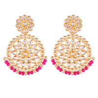 Etnico 18K Gold Plated Chandbali Earrings Glided With Kundans For Women/Girls (E2462Q)