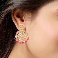 Etnico 18K Gold Plated Chandbali Earrings Glided With Kundans For Women/Girls (E2462Q)