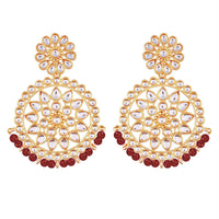 Etnico 18K Gold Plated Chandbali Earrings Glided With Kundans For Women/Girls (E2462R)