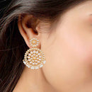 Etnico 18K Gold Plated Chandbali Earrings Glided With Kundans For Women/Girls (E2462W)