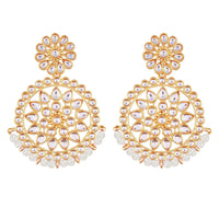 Etnico 18K Gold Plated Chandbali Earrings Glided With Kundans For Women/Girls (E2462W)