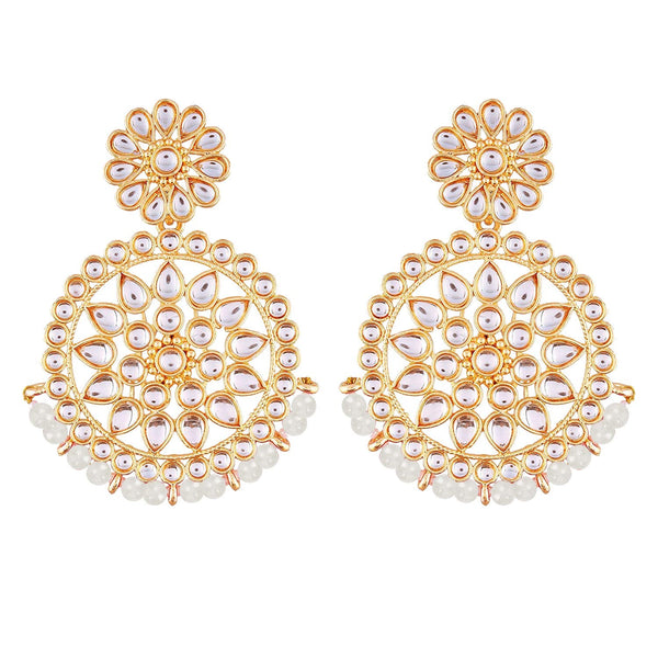 Etnico 18K Gold Plated Chandbali Earrings Glided With Kundans For Women/Girls (E2462W)