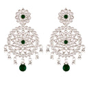 Etnico 18k Rhodium Plated Chandbali Earrings Glided With Kundans For Women/Girls (E2462ZG)