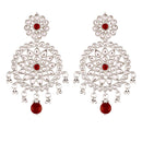 Etnico 18k Rhodium Plated Chandbali Earrings Glided With Kundans For Women/Girls (E2462ZM)