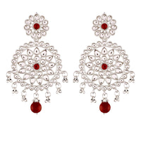 Etnico 18k Rhodium Plated Chandbali Earrings Glided With Kundans For Women/Girls (E2462ZM)