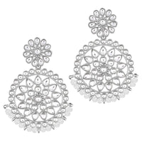 Etnico 18k Rhodium Plated Chandbali Earrings Glided With Kundans For Women/Girls (E2462ZW)