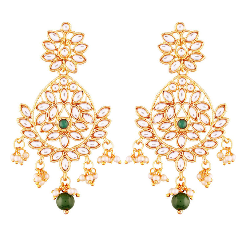 Etnico Traditional Gold Plated Chandbali Earrings Encased With Faux Kundans For Women/Girls (E2465G)