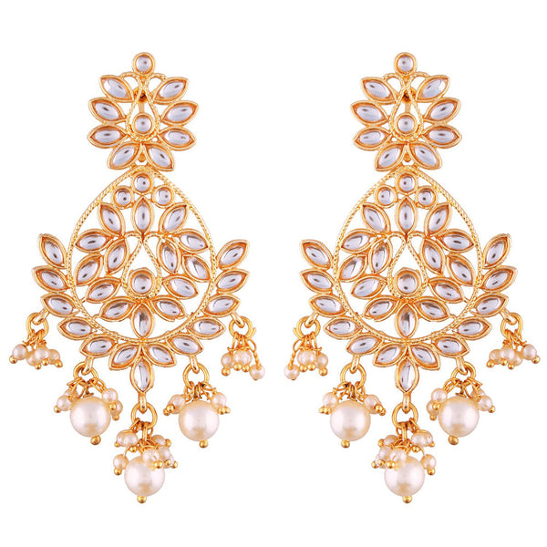 Etnico Gold Plated Zinc Alloy Kundan Stone Earrings For Women's, Gold(E2465W)