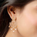 Etnico Gold Plated Zinc Alloy Kundan Stone Earrings For Women's, Gold(E2465W)