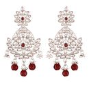 Etnico Traditional Silver Plated Chandbali Earrings Encased With Faux Kundans For Women/Girls (E2465ZM)