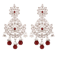 Etnico Traditional Silver Plated Chandbali Earrings Encased With Faux Kundans For Women/Girls (E2465ZM)