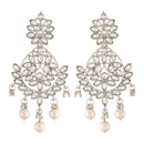 Etnico 18k Rhodium Plated Chandbali Earrings Encased With Faux Kundans For Women/Girls (E2465ZW)