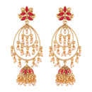 Etnico 18k Gold Plated Traditional Handcrafted Meenakari Pearl Studded Dangle Jhumki Earrings for Women (E2471Q)