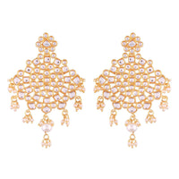 Etnico Traditional Gold Plated Chandbali Earrings Encased With Faux Kundans For Women/Girls (E2490W)