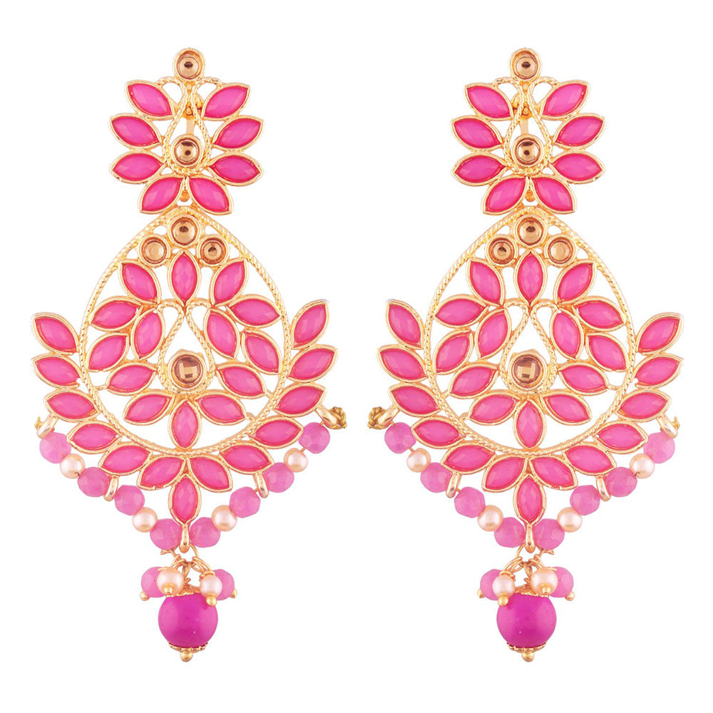 Etnico Traditional Gold Plated Chandbali Earrings Encased With Faux Kundans For Women/Girls (E2494Q)