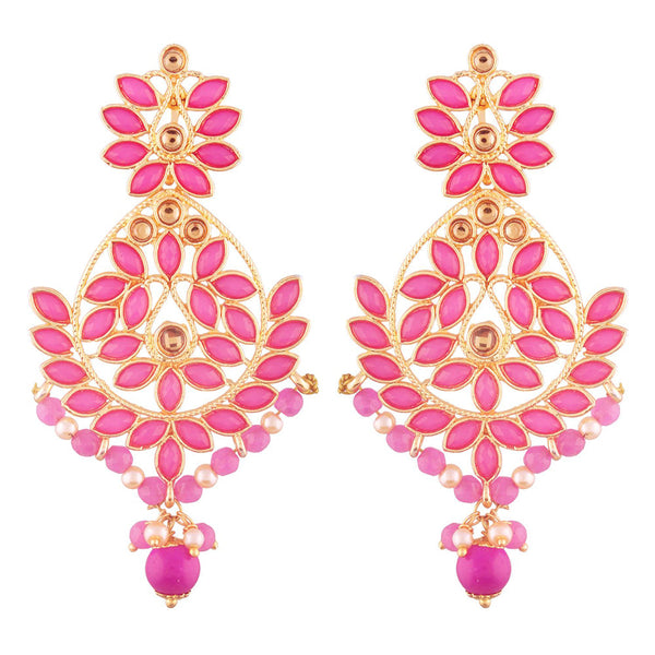 Etnico Traditional Gold Plated Chandbali Earrings Encased With Faux Kundans For Women/Girls (E2494Q)