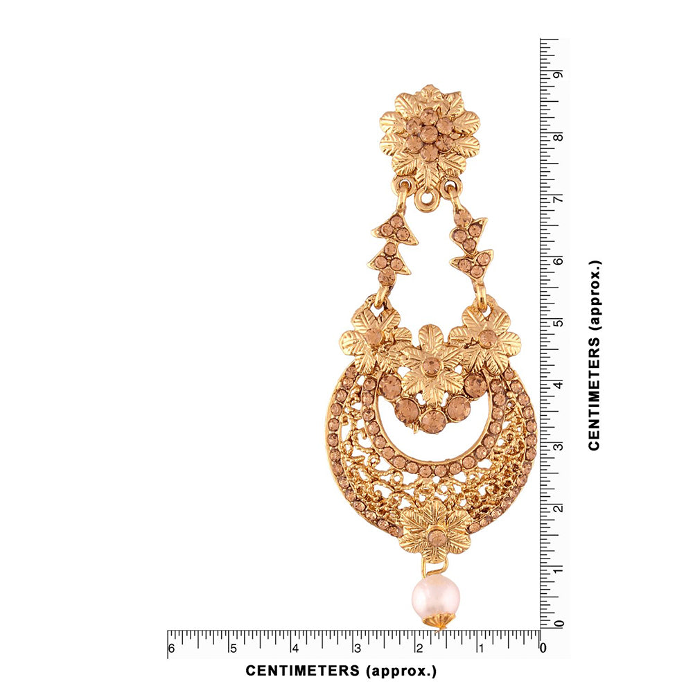 Etnico Gold Plated Traditional Chandelier Earrings For Women( E2601FL)