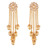 Etnico 18K Gold Plated Traditional Kundan & Pearl Studded Earring Set for Women/Girls (E2606FL)