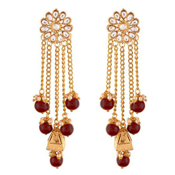 Etnico 18K Gold Plated Traditional Kundan & Pearl Studded Earring Set for Women/Girls (E2606M)