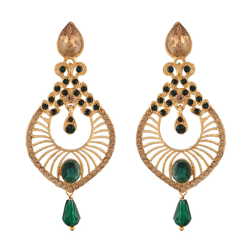 Etnico Traditional Gold Plated Dangler & Drop Chandbali Designer Earrings For Women (E2612G)