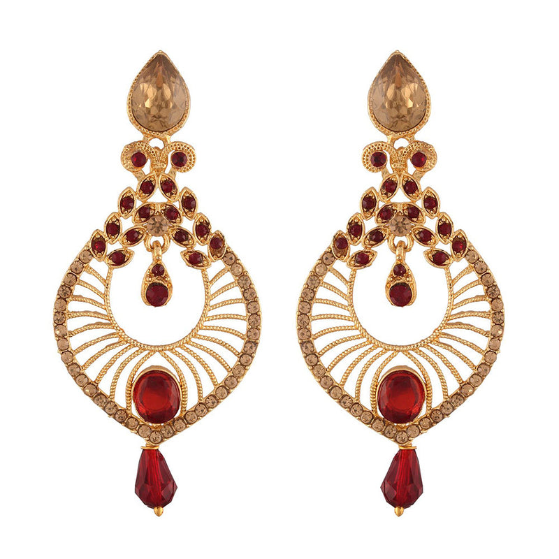 Etnico Traditional Gold Plated Dangler & Drop Chandbali Designer Earrings For Women (E2612M)