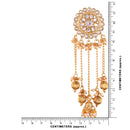 Etnico Gold Plated Bahubali Kundan & Pearl Chain Jhumki Earring for Women (E2617W)