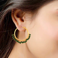 Etnico Gold Plated Chandbali Hoop Earrings Handcrafted with pearl for Women/Girls (E2628G)