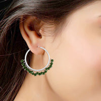 Etnico Silver Plated Pearl Chandbali Earring for Women (E2628SG)