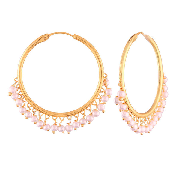 Etnico Gold Plated Chandbali Hoop Earrings Handcrafted with pearl for Women/Girls (E2628W)