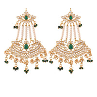 Etnico Gold Plated Traditional Kundan & Pearl Dangler Drop Paasa Earrings For Women (E2636G)