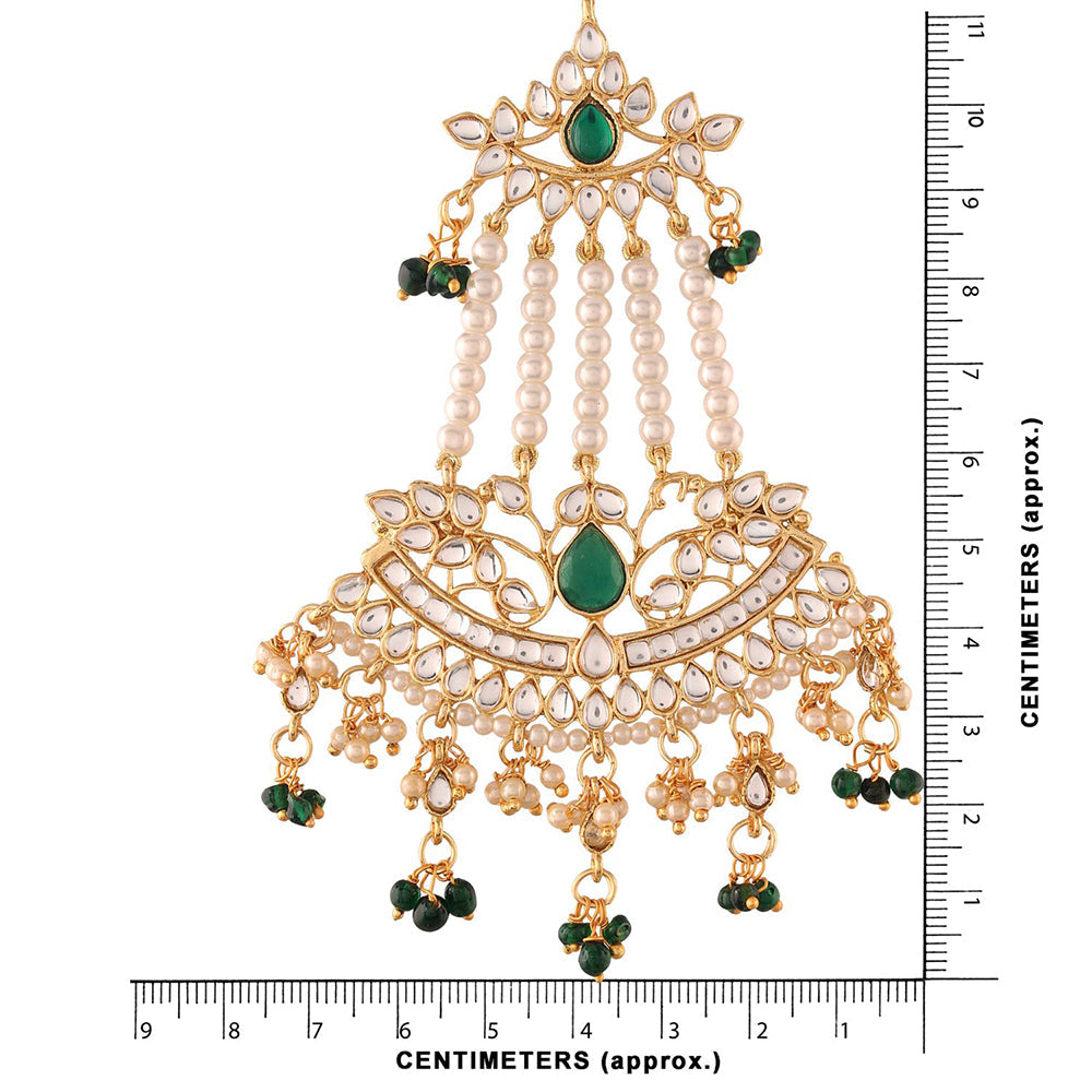 Etnico Gold Plated Traditional Kundan & Pearl Dangler Drop Paasa Earrings For Women (E2636G)