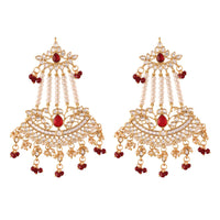 Etnico Gold Plated Traditional Kundan & Pearl Dangler Drop Paasa Earrings For Women (E2636M)