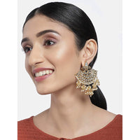 Etnico Traditional Gold Plated Kundan & Pearl Earrings For Women (E2637)