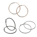Etnico Combo (Pack of 3) Silver, Gold, Black Colour Big Hoop Bali Earrings For Girls And Women (E2645BSG)