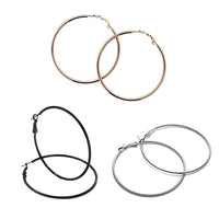 Etnico Combo (Pack of 3) Silver, Gold, Black Colour Big Hoop Bali Earrings For Girls And Women (E2645BSG)