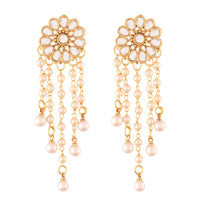 Etnico Traditional Gold Plated Kundan & Pearl Earrings for Women (E2760W)